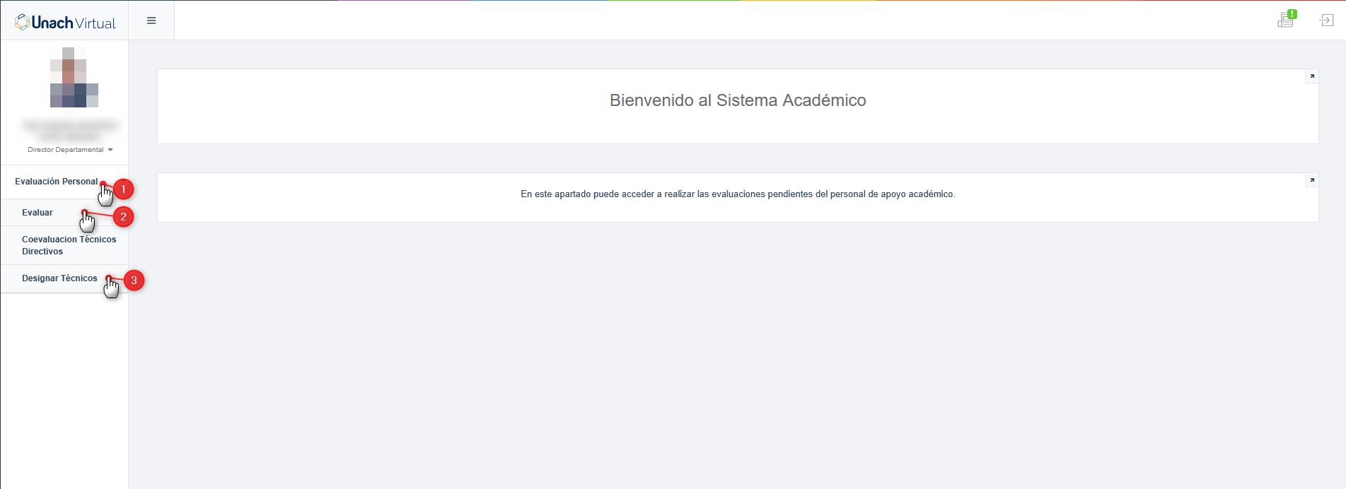 Menú de acceso a designación de técnicos 