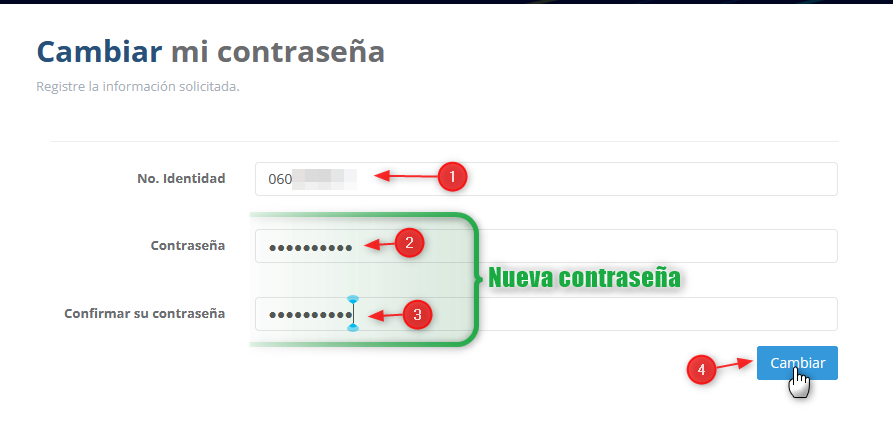 Establecer nueva contraseña