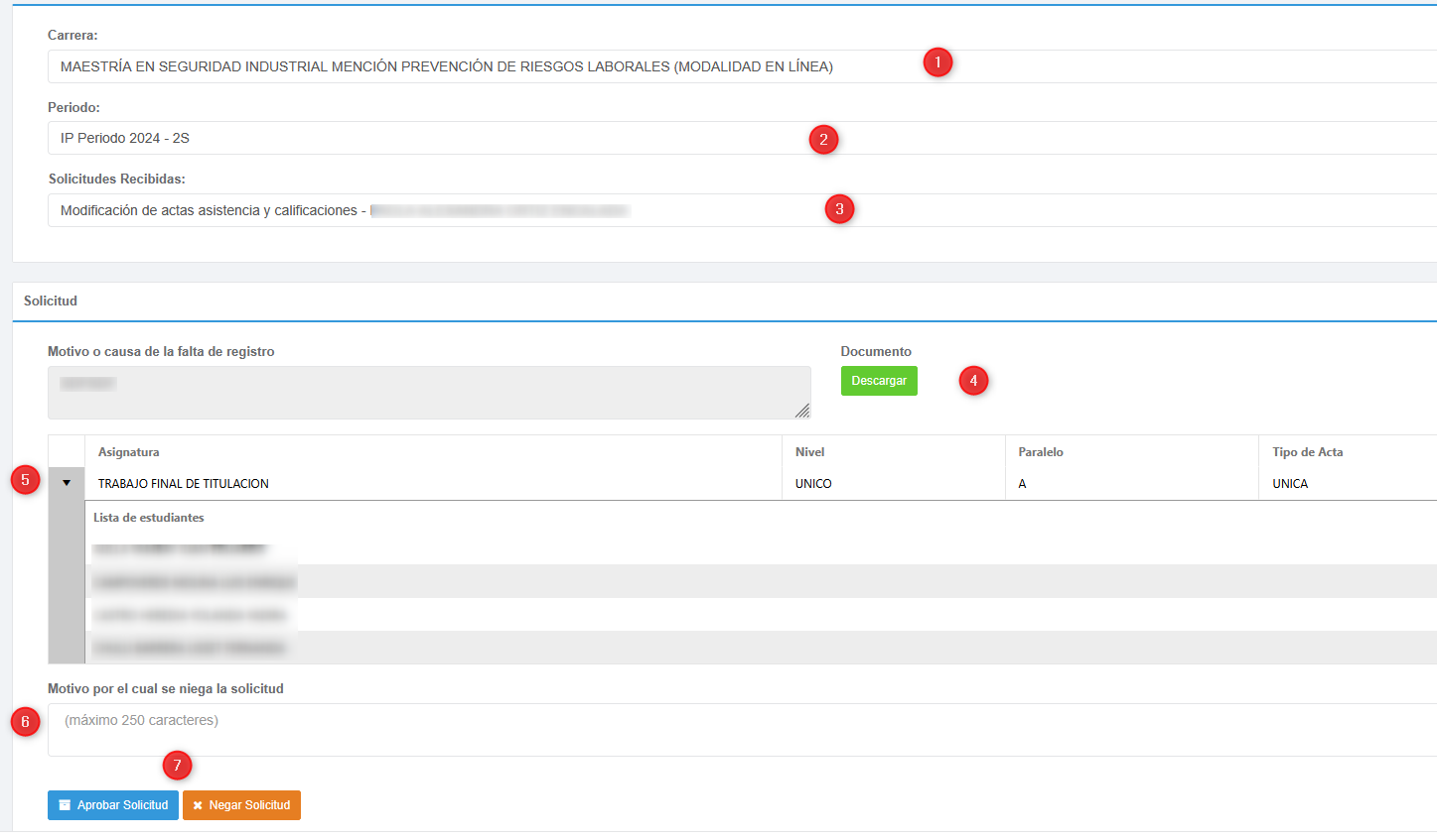 Detalle solicitud docente